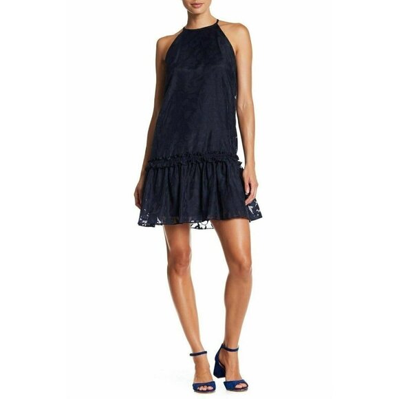 Maggy London Dresses & Skirts - Maggy London Womens Navy Blue Tonal Floral Halter Dress Size 12 US